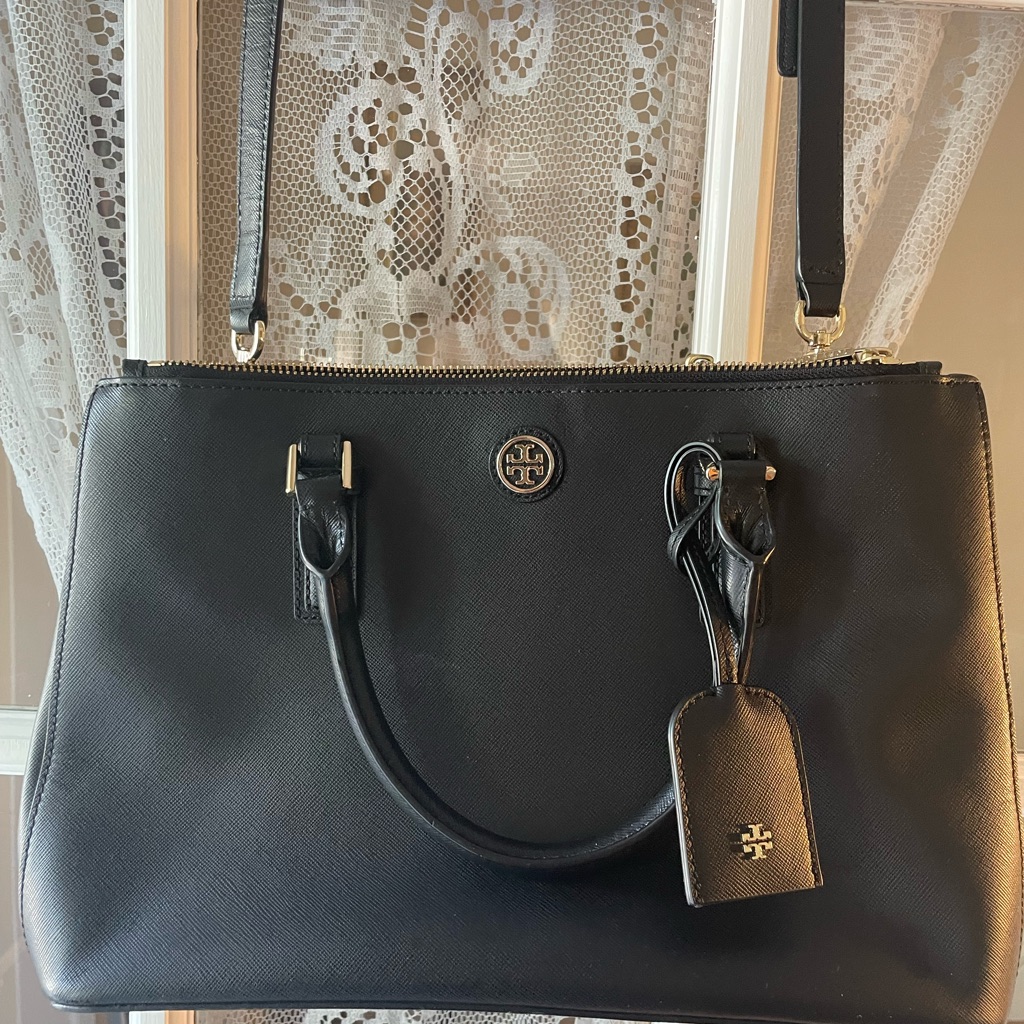 Tory Burch Robinson Black Saffiano Leather Satchel